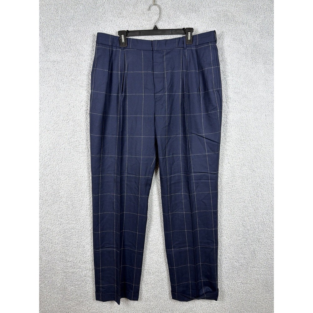 VTG Polo Golf Ralph Lauren Plaid Wool Dress Pants Pleated Men's Actual Sz 38X33